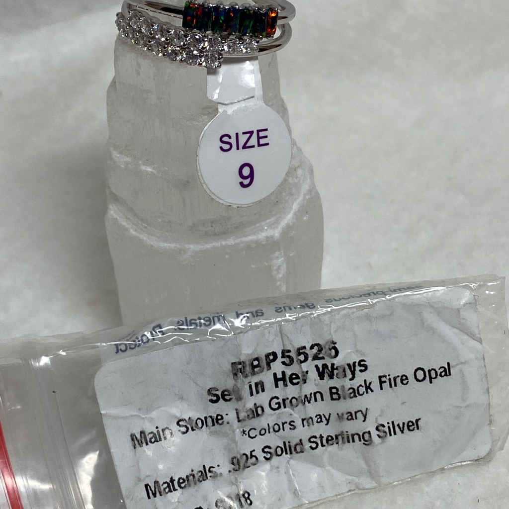 Sterling Silver Black Fire Opal Ring